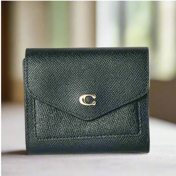 Coach Wyn Small Wallet Black Leather Trifold Billfold C2328 Womens NWT ORGPKG - Picture 1 of 8